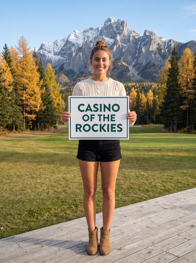 Woman holding a Casino of the Rockies card